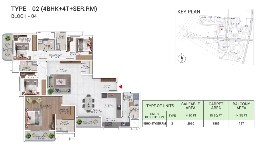 4 BHK Floor Plan