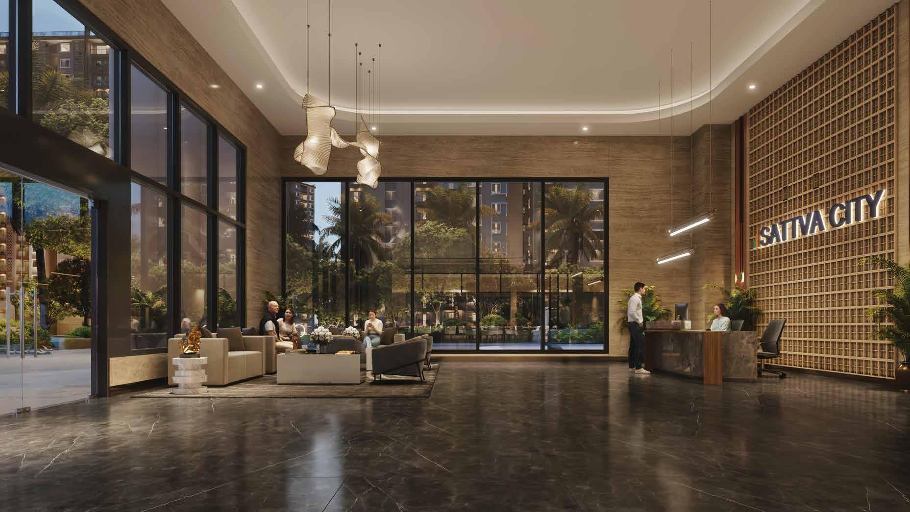 Sattva City Chikkajala Luxury Lobby Interior - Premium 2 3 4 BHK Apartments in North Bangalore